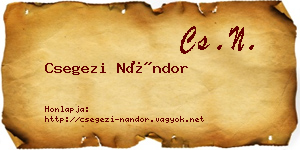 Csegezi Nándor névjegykártya